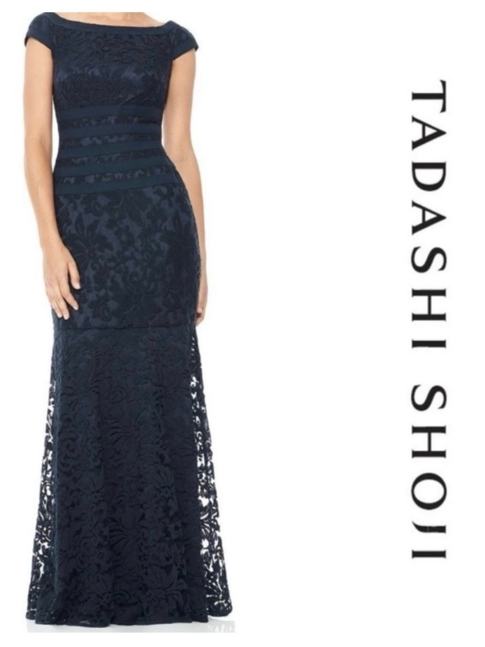 Tadashi Shoji Textured Lace Mermaid Gown